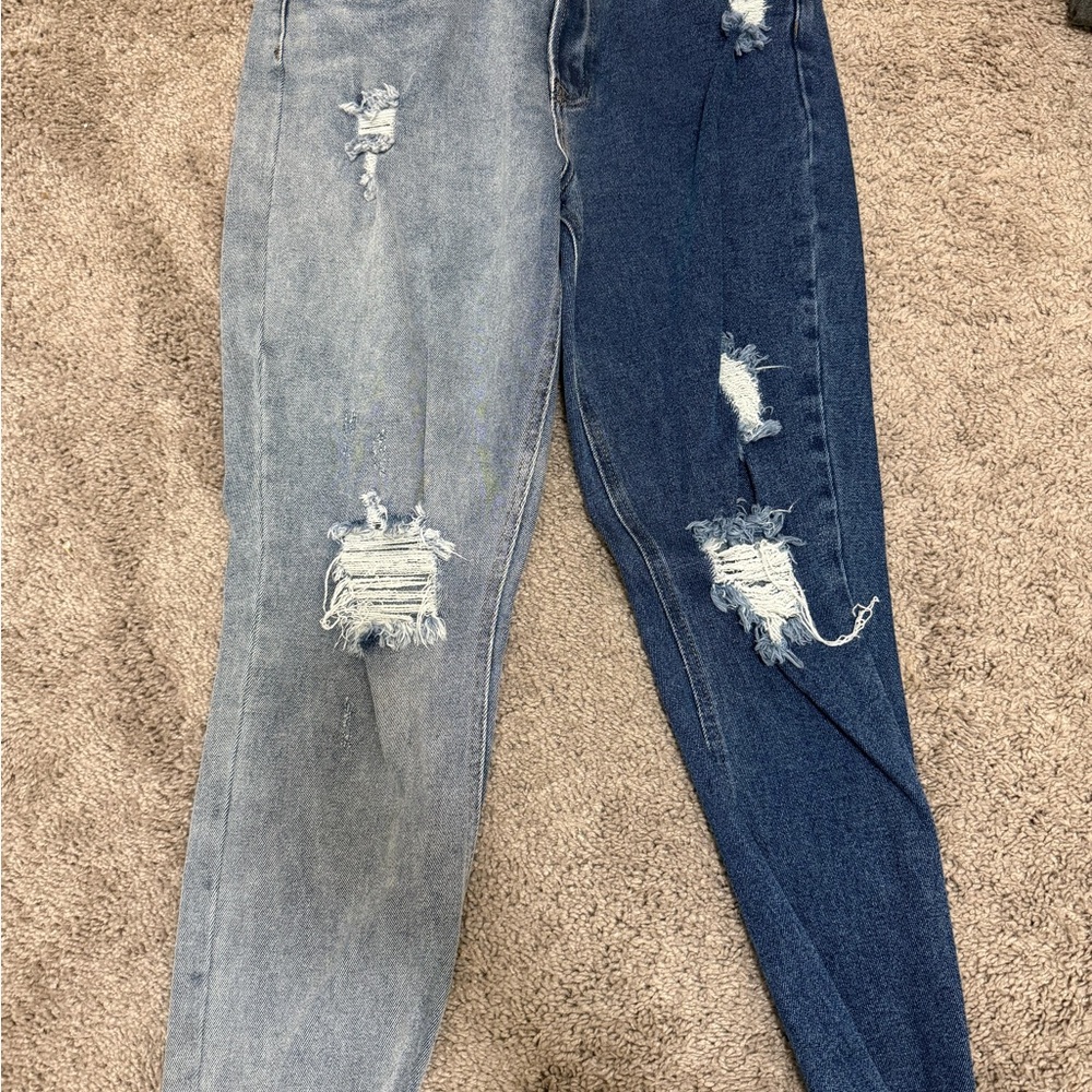 Two-Tone Distressed Women's Jeans